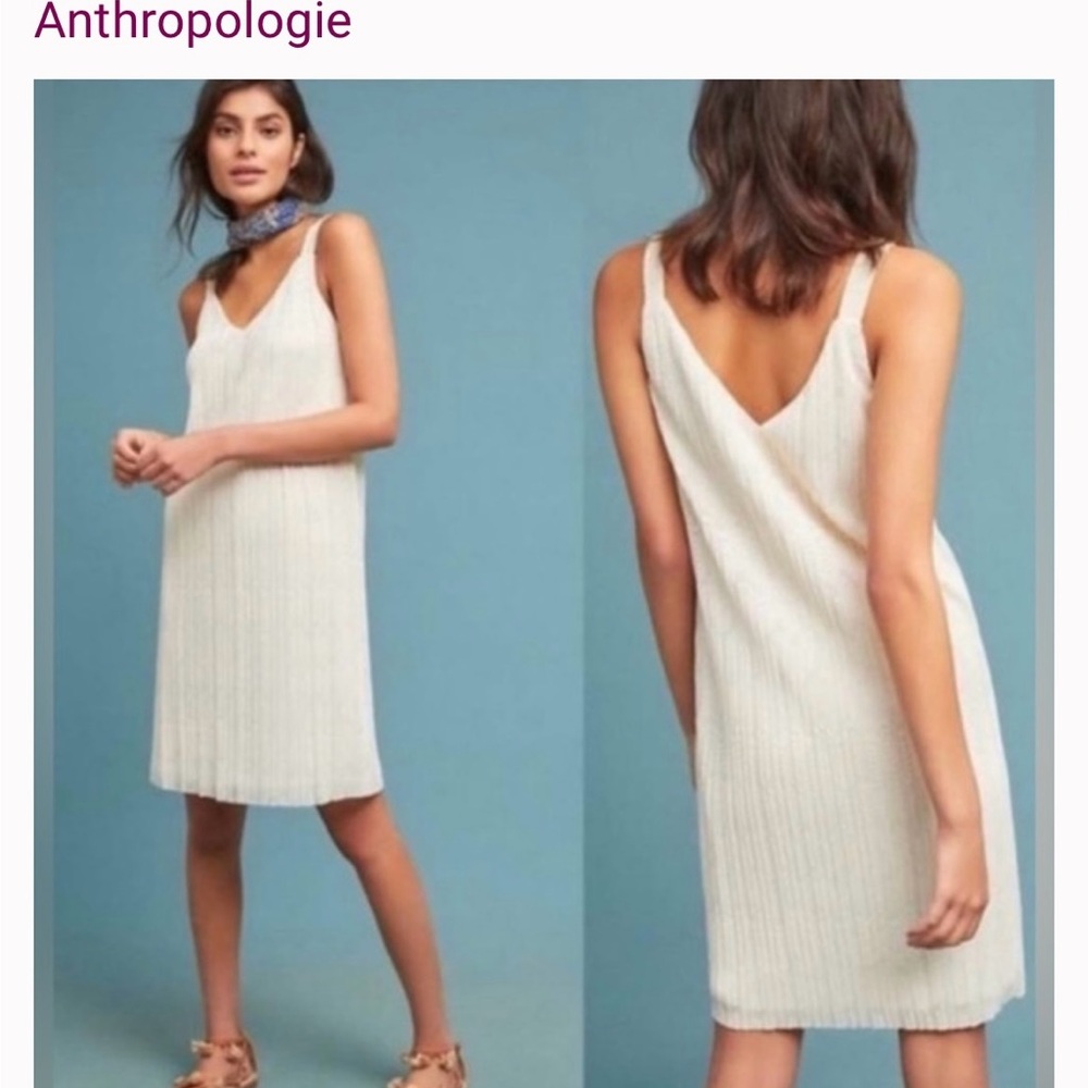 Anthropologie Meadow Rue cream colored dress.